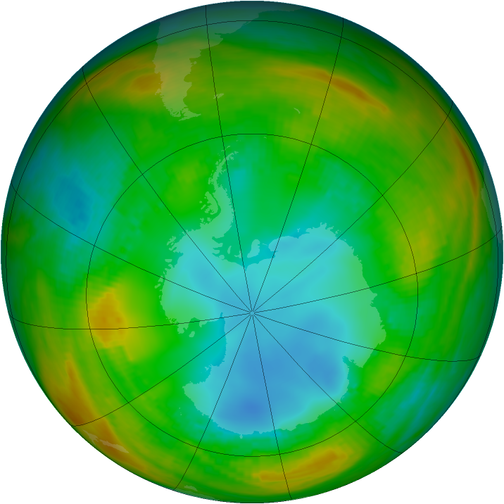 Antarctic ozone map for 03 August 1981
